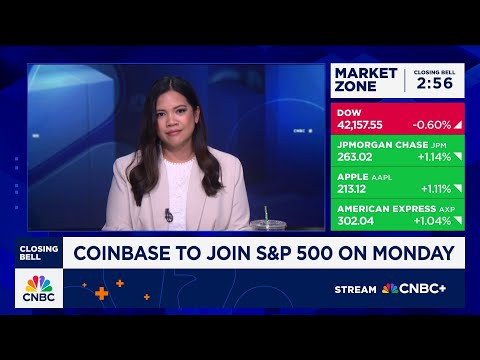 Coinbase ends the day up 25% ahead of joining S&amp;P 500